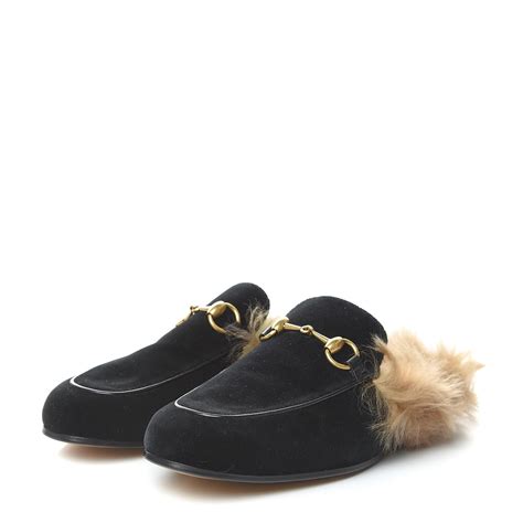 gucci fur slippers men& 39|Gucci fur slippers velvet bottom.